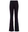 The Row Rebecca Flared Ribbed Linen Pants In Navy /blackwood
