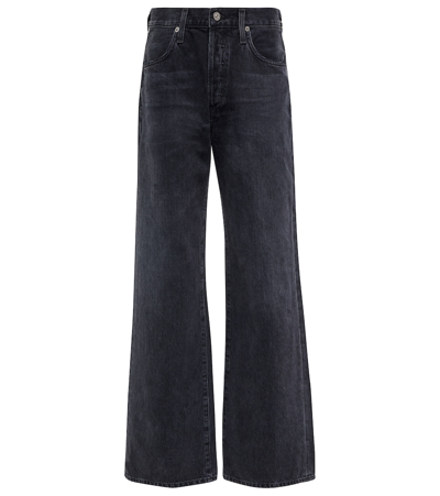 Citizens Of Humanity Womens Devine (washed Blk) Paloma Wide-leg Mid-rise Stretch-denim Jeans