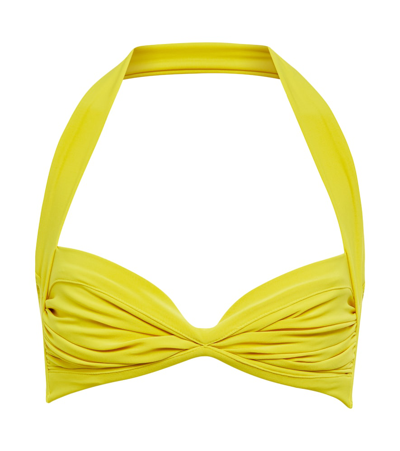 Norma Kamali Bill Shirred Bikini Top In Yellow