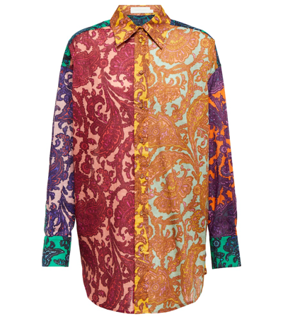 Zimmermann Surpliced Paisley Tiggy Button-front Shirt In Yellow,green,pink