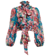 Zimmermann High Tide Floral Blouson Top In Teal Floral