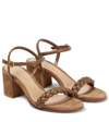 GIANVITO ROSSI CRUZ 60 SUEDE AND LEATHER SANDALS