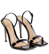 Gianvito Rossi Black Patent Ribbon Stiletto 105 Heeled Sandals In Black