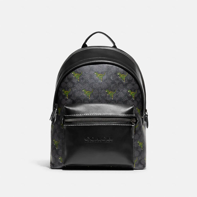 Coach Charter Backpack In Signature Canvas With Rexy Print In