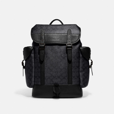 Coach Hitch Backpack In Signature Canvas In Charcoal