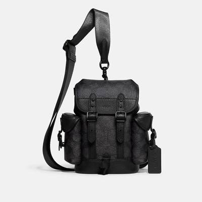 Coach Hitch Backpack 13 In Signature Canvas In Charcoal