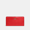 Coach Skinny Wallet In Brass/sport Red