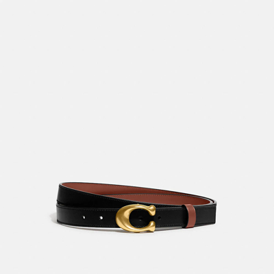 Coach Sculpted C 25mm Reversible Leather Belt In Color<lsn_delimiter>brass/black 1941 Red