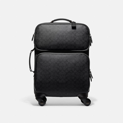 Coach Wheeled Carry On In Signature Canvas In Charcoal