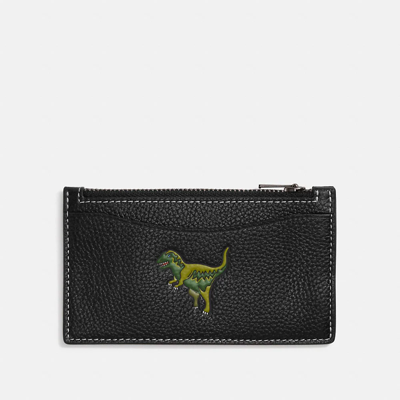 Coach Zip Card Case With Rexy In Black