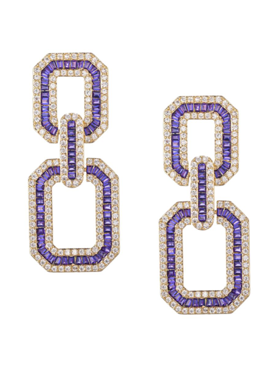 Eye Candy La Women's Sophie 18k Goldplated & Cubic Zirconia Drop Earrings In Brass
