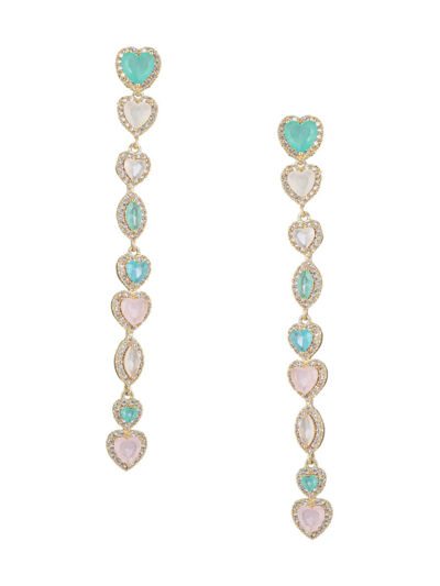 EYE CANDY LA WOMEN'S ARIANA 18K GOLDPLATED & CUBIC ZIRCONIA HEART DANGLE EARRINGS