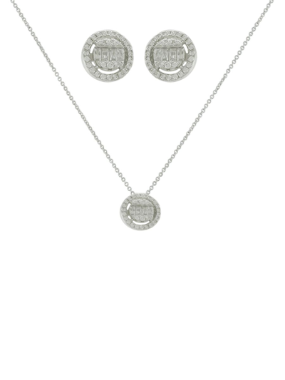 Jan-kou Women's 2-piece Cubic Zirconia Stud Earrings & Necklace Set In Brass