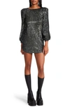 Bb Dakota By Steve Madden Long Sleeve Sequin Dress In Gunmetal