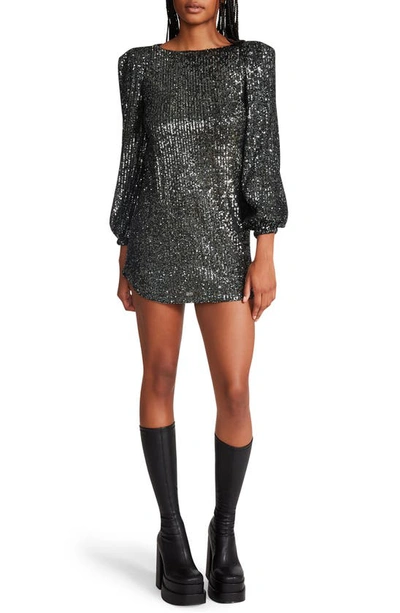 Bb Dakota By Steve Madden Long Sleeve Sequin Dress In Gunmetal