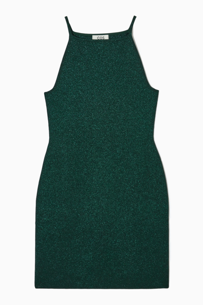 Cos Knitted Bodycon Mini Dress In Green