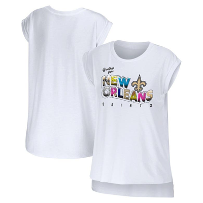 Wear By Erin Andrews White New Orleans Saints Greetings From Muscle T-shirt