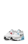 Nike Kids' Air Max 90 Sneaker In White/ Blue/ Red/ Grey