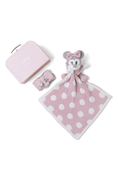 Barefoot Dreams Babies' X Disney® Minnie Mouse Cozychic Ultra Lite™ Bodysuit, Blanket Buddy & Keepsake Luggage Box Set In Dusty Rose Multi
