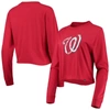 New Era Women's  Red Washington Nationals Baby Jersey Cropped Long Sleeve T-shirt In Red