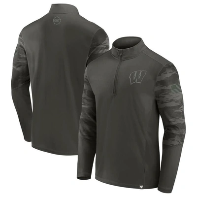 Fanatics Branded Black Wisconsin Badgers Oht Military Appreciation Guardian Quarter-zip Top
