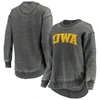 Pressbox Women's Black Iowa Hawkeyes Vintage-like Wash Pullover Sweatshirt In Black