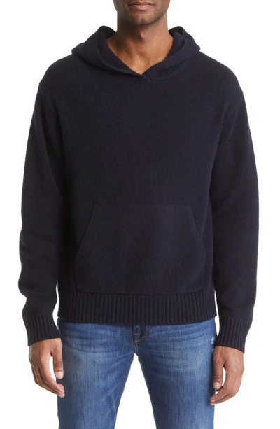 Frame Cashmere Knit Hoodie In Navy