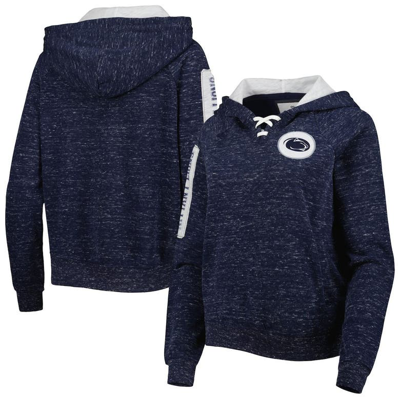 Colosseum Navy Penn State Nittany Lions The Devil Speckle Lace-placket Raglan Pullover Hoodie