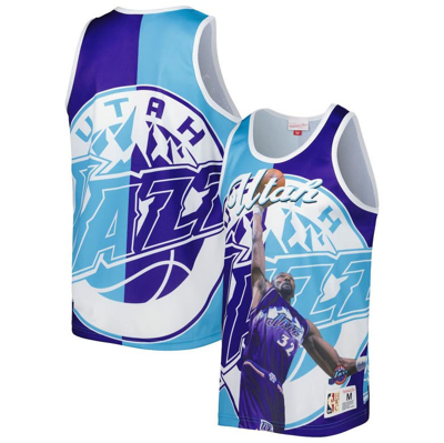 Mitchell & Ness Men's  Karl Malone Purple And Turquoise Utah Jazz Sublimated Player Tank Top In Purple,turquoise