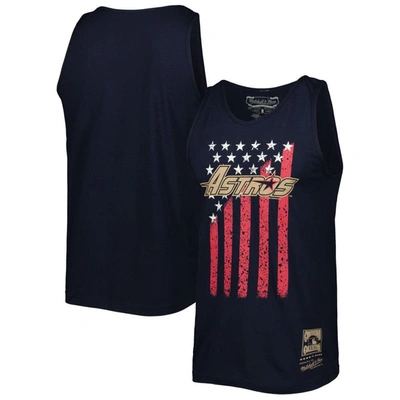 Mitchell & Ness Men's  Navy Houston Astros Cooperstown Collection Stars And Stripes Tank Top