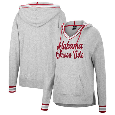 Colosseum Heathered Gray Alabama Crimson Tide Andy V-neck Pullover Hoodie In Heather Gray