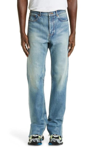 Balenciaga Distressed Slim-leg Jeans In 4268 True Blue