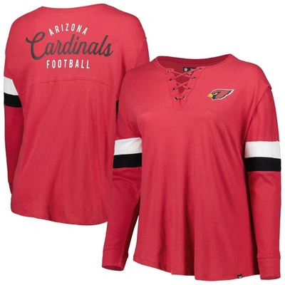 New Era Cardinal Arizona Cardinals Plus Size Athletic Varsity Lace-up V-neck Long Sleeve T-shirt