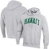 CHAMPION CHAMPION HEATHERED GRAY HAWAII WARRIORS TEAM ARCH REVERSE WEAVE PULLOVER HOODIE