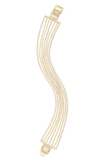 Nordstrom Layered Ball & Tennis Chain Bracelet In Clear- Gold
