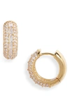Nordstrom Pavé Cubic Zirconia Huggie Hoop Earrings In Clear- Gold