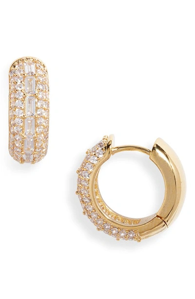 Nordstrom Pavé Cubic Zirconia Huggie Hoop Earrings In Clear- Gold