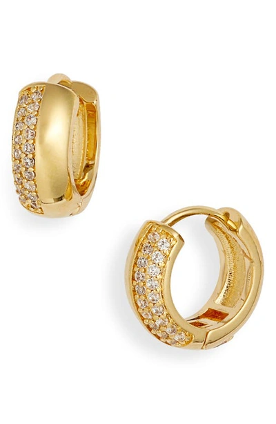 Nordstrom Pavé Cubic Zirconia Huggie Hoop Earrings In 14k Gold Plated