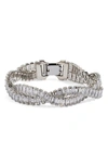 Nordstrom Baguette Cubic Zirconia Twisted Bracelet In Clear- Rhodium