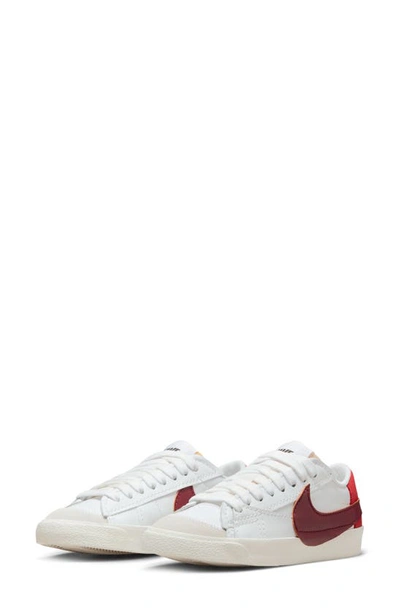 Nike Women's Blazer Low '77 Jumbo Shoes In White/ Dark Beetroot/ Cinnabar