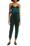 Atm Anthony Thomas Melillo Silk Charmeuse Sleeveless Jumpsuit In Emerald Forest