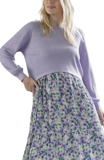 Angel Maternity Crop Maternity Sweater In Lavender