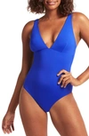 Sea Level Essentials Longline One-piece Swimsuit In Cobalt