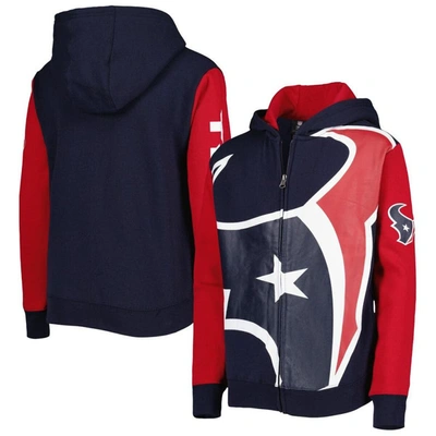 OUTERSTUFF YOUTH NAVY/RED HOUSTON TEXANS POSTER BOARD FULL-ZIP HOODIE