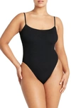 Bound By Bond-eye Low Palace Textured Open Back One-piece Swimsuit In Black