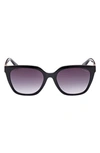Guess 55mm Gradient Square Sunglasses In Shiny Black / Gradient Smoke
