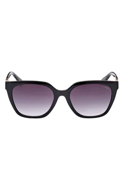 Guess 55mm Gradient Square Sunglasses In Shiny Black / Gradient Smoke