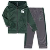 COLOSSEUM TODDLER COLOSSEUM GREEN/GRAY MICHIGAN STATE SPARTANS SHARK FULL-ZIP HOODIE JACKET & PANTS SET