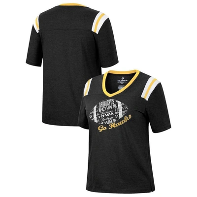 Colosseum Heathered Black Iowa Hawkeyes 15 Min Early Football V-neck T-shirt