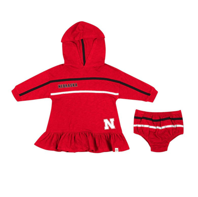 Colosseum Babies' Girls Infant  Scarlet Nebraska Huskers Winifred Hoodie Dress And Bloomer Set
